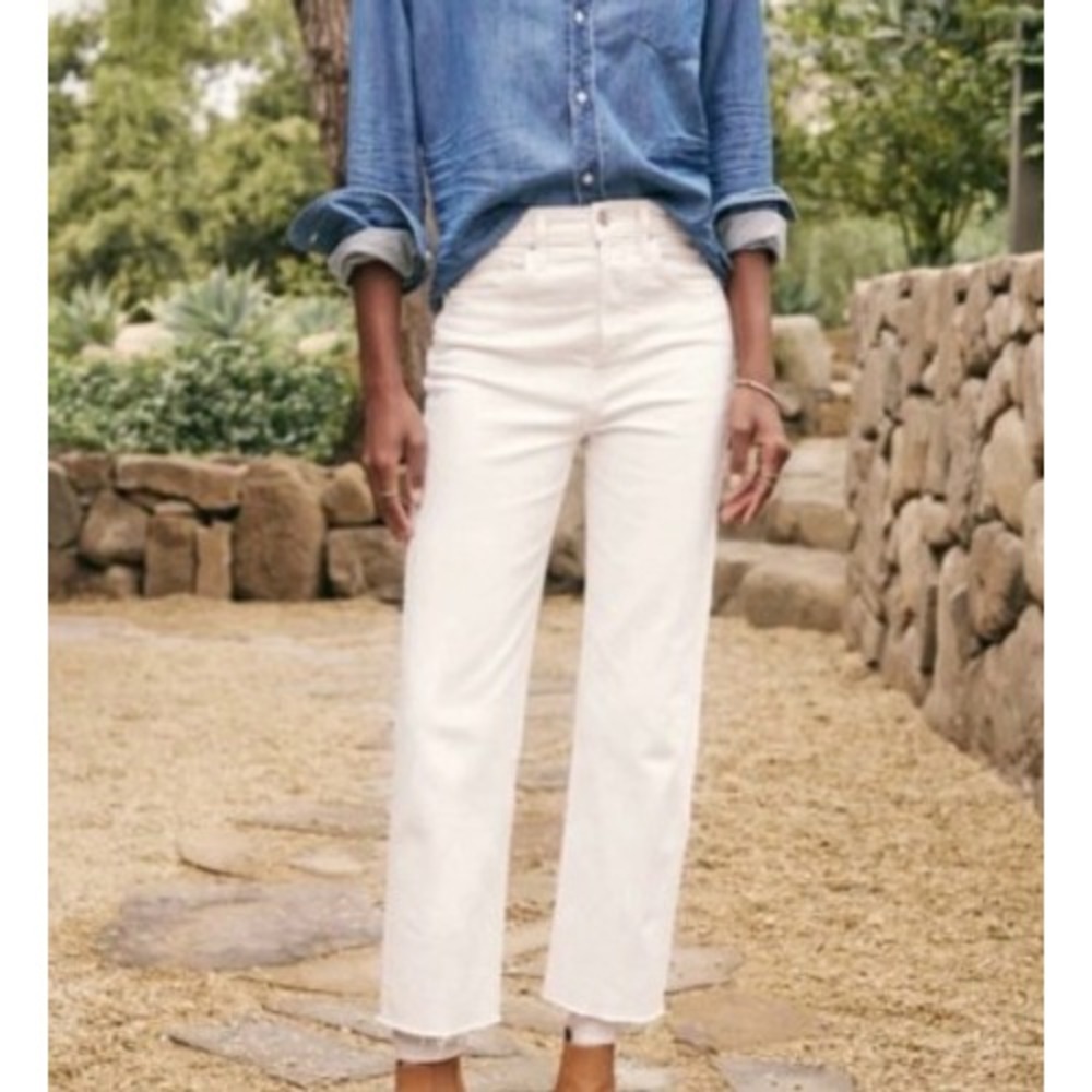 Frank & Eileen Monaghan Jeans Women 28 White High Rise Coastal Minimalist Luxury